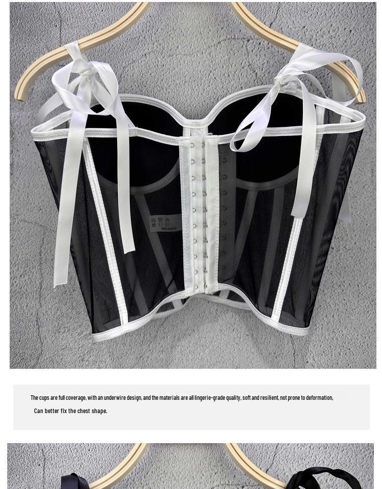 Γαλλικό Γλυκό & Πικάντικο Γυναικείο Μπαντό Τοπάκι με Κορδόνια - Σέξι Τοπ που Σφίγγει τη Μέση