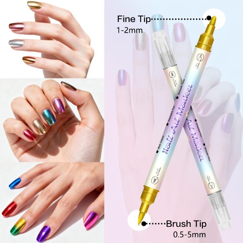 Waterproof Nail Art Pen 12/24 Color Nail Art Marker Quick Drying Pen DIY Nails Art Portable Art Tools for Home Salon