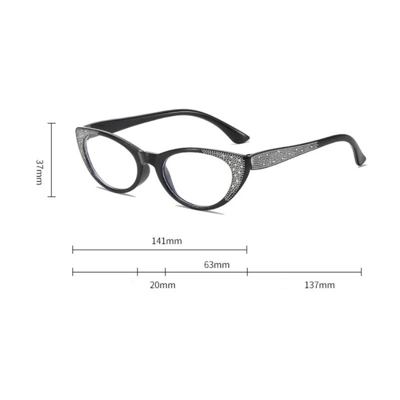 Fashionable Small Frame Cat Eye Presbyopia Glasses Ladies Diamond Inlaid Anti Blue Light HD Glasses