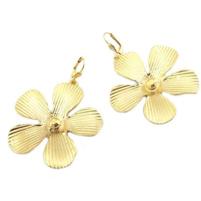 [P6902] - Handmade Gold 'Cléopatra' Earrings (flower) - 45 Mm