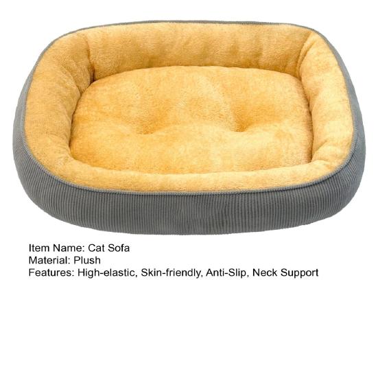 Cat Sofa Soft Plush Bed with Thickened Filling and Neck Protector Anti-Slip Bottom for Warm Winter Cats