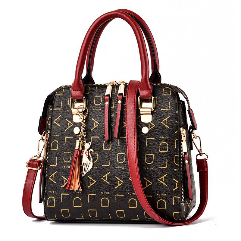 

New trendy letter printing women s handbag fashion tote bag large capacity messenger bag one piece бордовый
