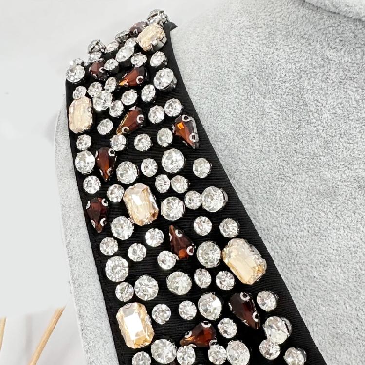 Fashion Jeweled Detachable Collar Shawl Versatile Lapel Colorful Rhinestones Collar Shawl for Dress Shirt