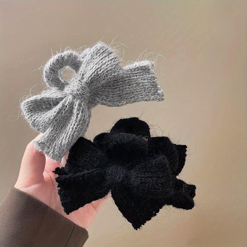1pc Knitted Butterfly Knot Hair Grab Set for Autumn Winter Plush Texture Multi Color Series Full Shape Strong Grip Daily Curling