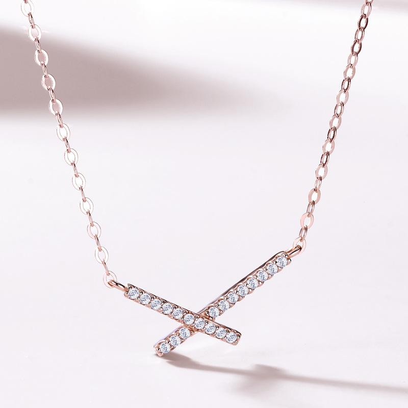 

Ожерелье с крестом и буквами, женское, простое, индивидуальное, стильное, нишевый дизайн, подвеска X, цепочка на ключицу