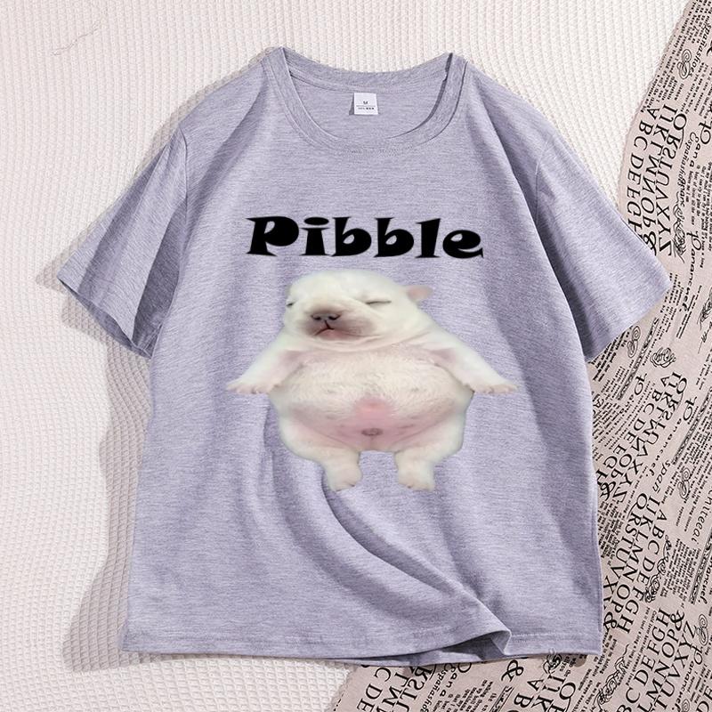 Pibble Pattern Tshirt with Personalized Highquality Printing 2026 New Hot Selling Cotton Fun Tshirt Round Neck Short Sleeved