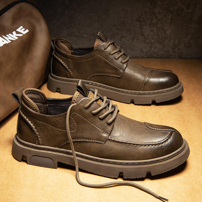 Casual Leather Shoes Men's Autumn Business Tooling Trendy Shoes Brock Martin Men's Shoes British Style Versatile Low-top Board Shoes