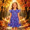 Kids Casual Halloween Printed Sleeve Dress for Party and Holiday