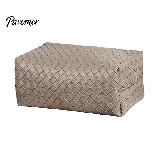 Wear-resistant Tissue Box PU Leather Box, with Smooth Paper Outlet Opening, Luxury Case Soft Rounded Weaving Surface Holder for Home Car High-end