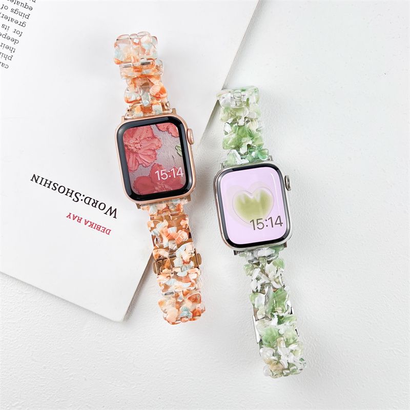 Butterfly Resin Strap for Apple Watch S10-Elastic Retractable Resin Watch Band Female Bracelet for iWatch10/9/8/7/6/5/4/3/2/1/Se/Ultra/Ultra2 42mm