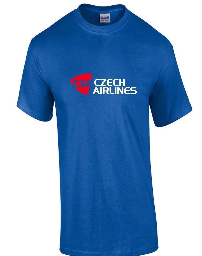 Czech Airlines Red White Logo Czechoslovakian Airline Royal Blue T-Shirt S