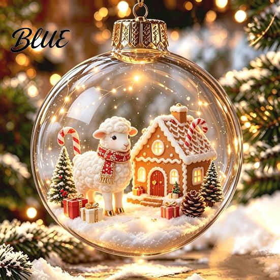 Reusable Plastic Baubles Glowing Christmas Story Ornament Light‑Up Mini Holiday Scene Hanging Ball with Warm Gift Embellishments LED Light,
