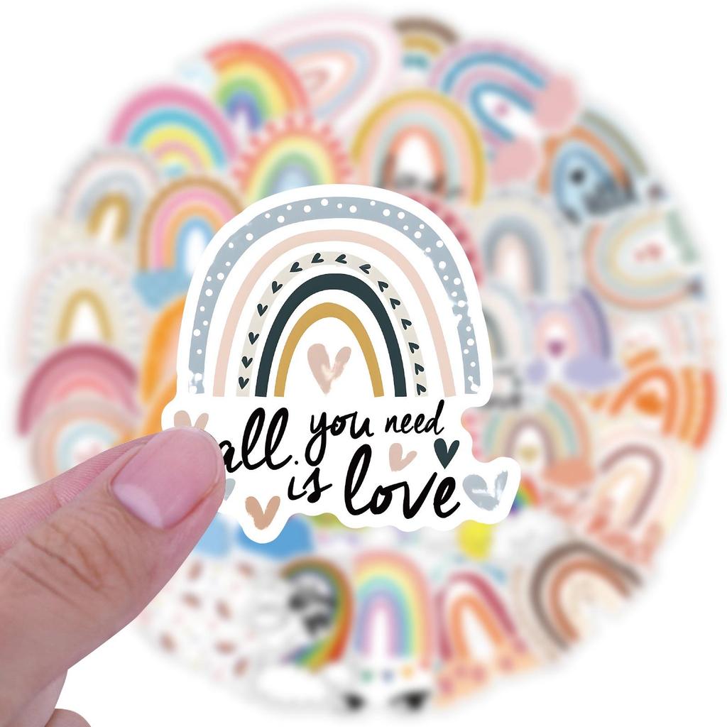60 Cross-border Cartoon Rainbow Stickers for Planners, Water Bottles, and Computers – Waterproof Decorative Set