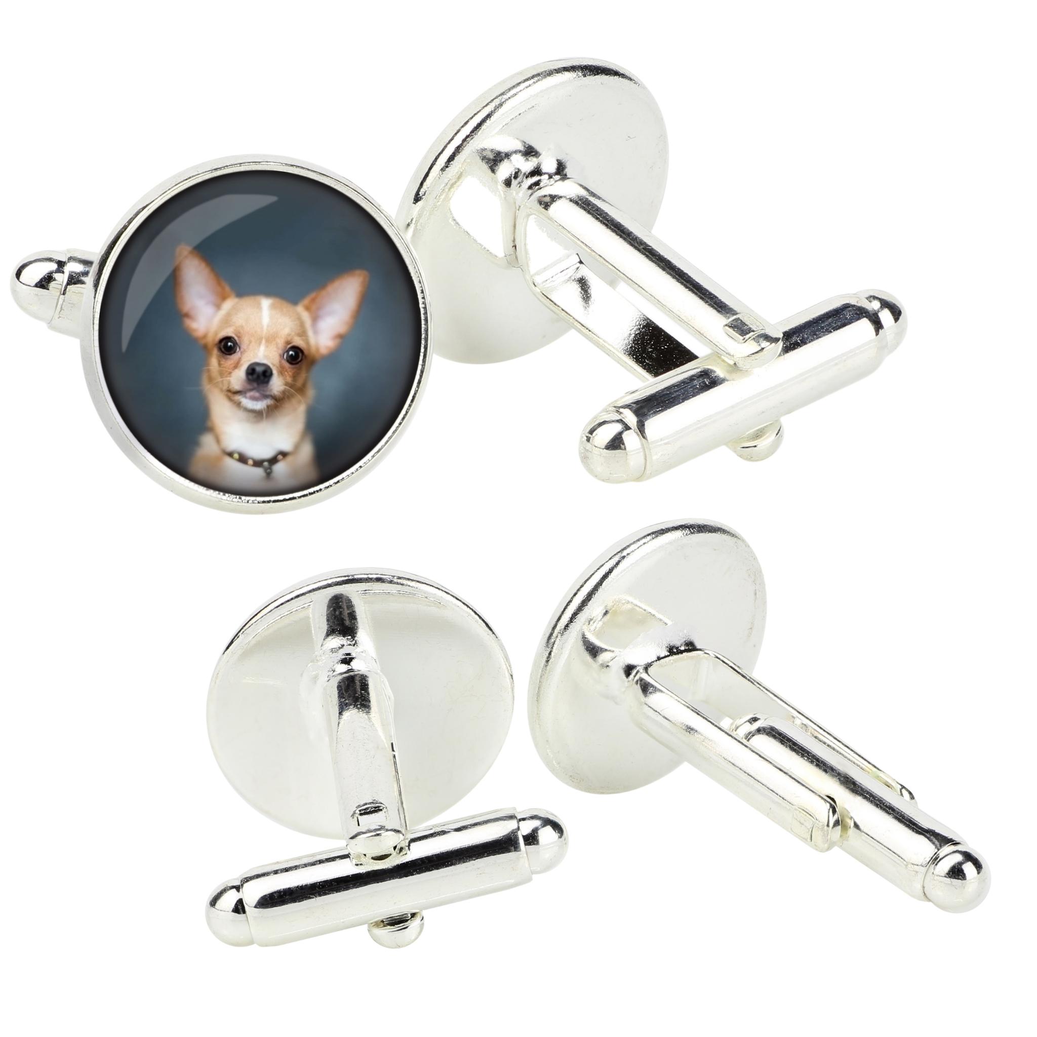 

Chihuahua short-haired, Chihuahua smooth - cufflinks in a box, handmade jewelry, product of the Art-Dog brand срібний
