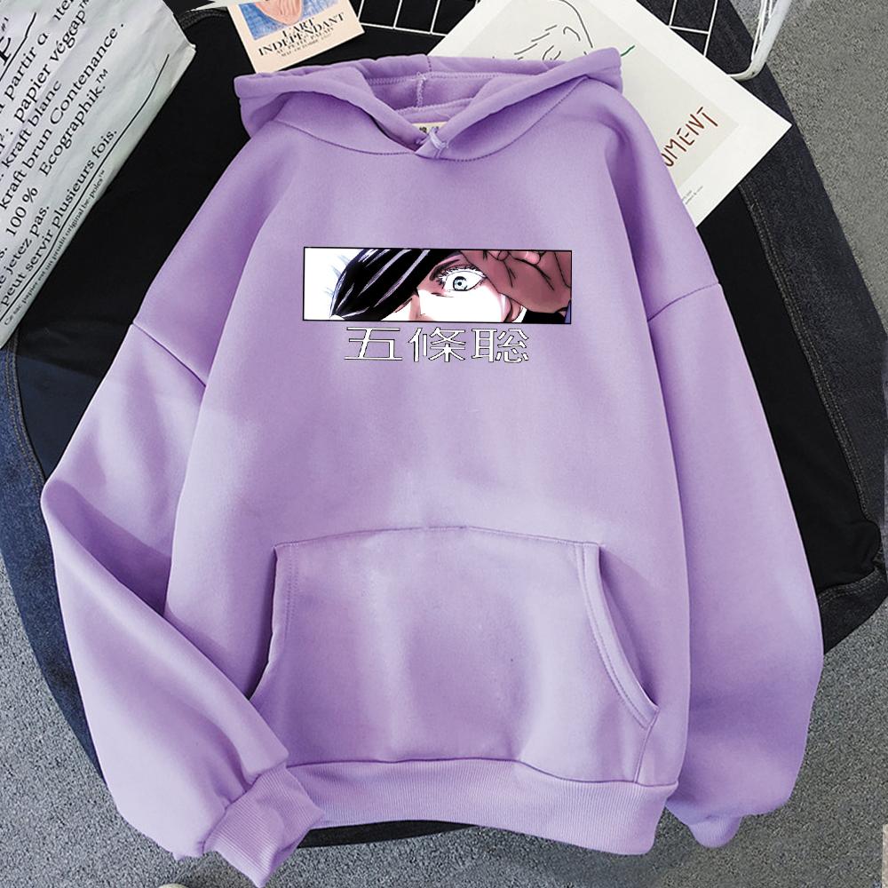 Jujutsu Kaisen Satoru Gojo Eyes Print Graphic Hoodies Oversized Hooded Sweatshirt Long Sleeves Cotton Hoodie Men Women Clothes
