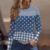 Color Block Striped Crew Neck Long Sleeve T-Shirt Slim Fit Casual Top Daily Wear