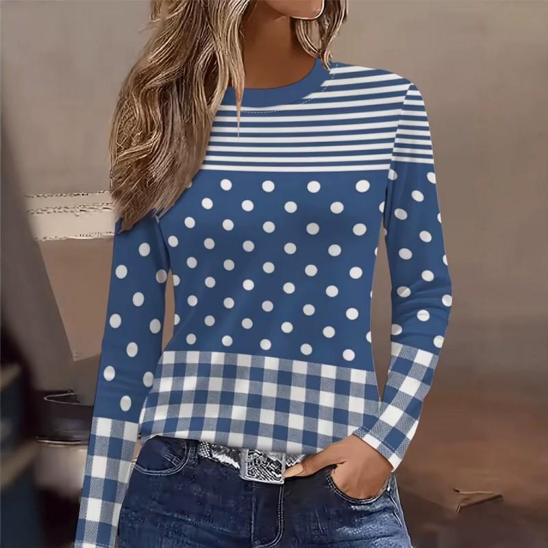 Color Block Striped Crew Neck Long Sleeve T-Shirt Slim Fit Casual Top Daily Wear