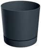 Flowerpot with Saucer, Anthracite, Plastic, 17.8 Cm, Tubo