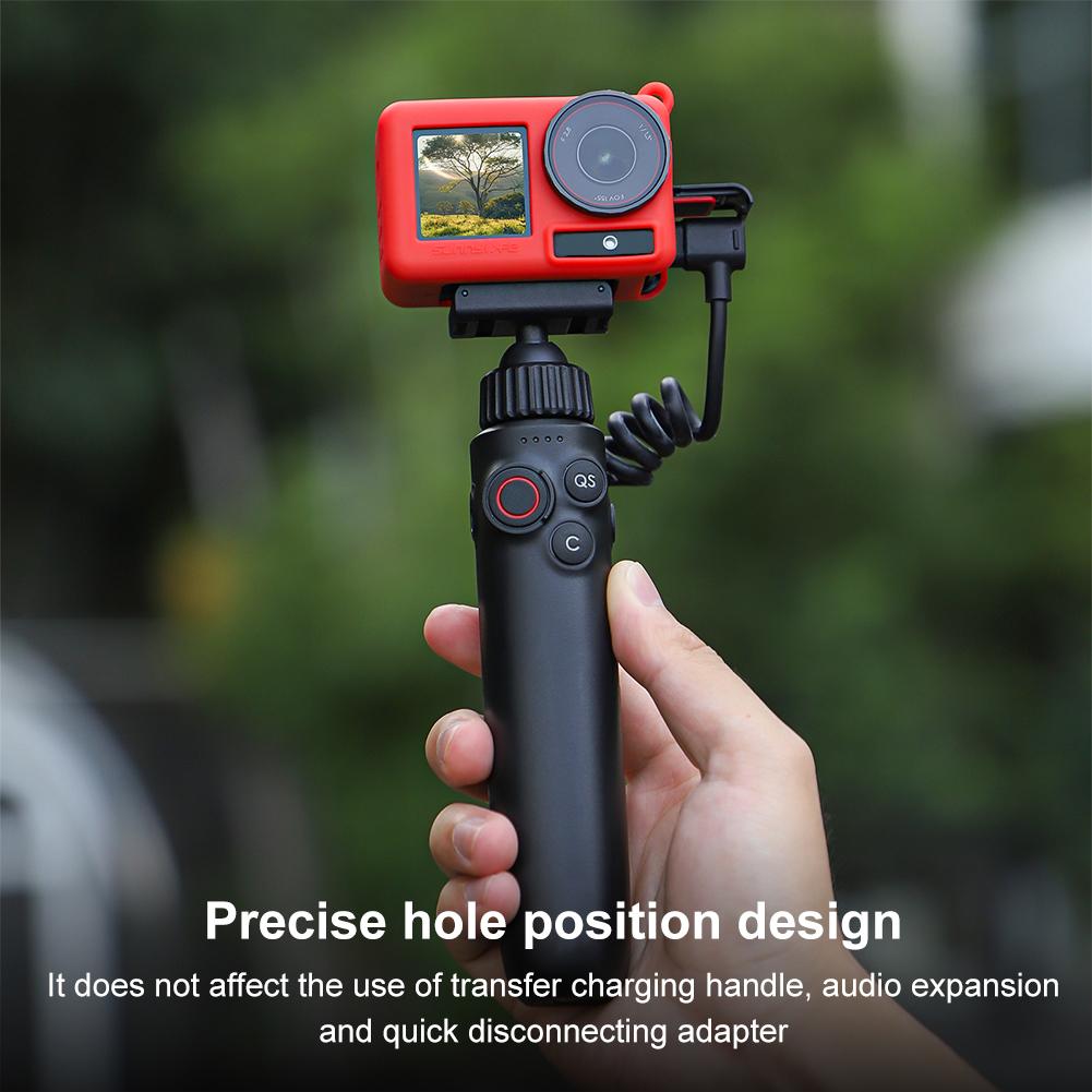 Silicone Cover Shockproof Sport Camera Case with Hanging Rope Scratch-proof Camera Cover for Osmo Action 5 Pro Accessories