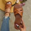 Schuhe für Damen Sommer Damen Flache Sandalen Römische Riemen Rutschfeste Gummisohlen Damen Tägliche Sandalen Damen