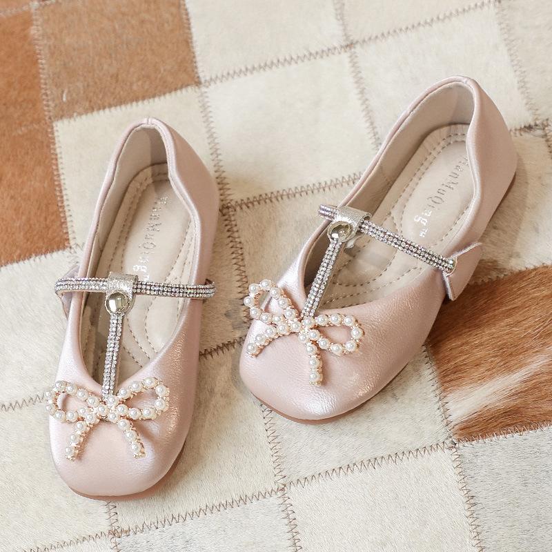 

Newest Girls Princess Shoes Spring Autumn Children Fahion Bow Soft Bottom Flats Kids Breathable Dance Shoes Student Baby A 24