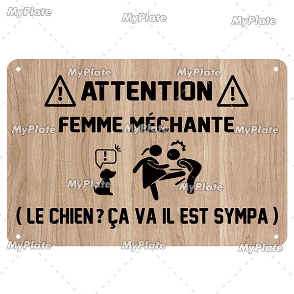 Attention Danger Words Metal Sign Vintage Plaque France Tin Sign Plate Wall Decor For Bar Club Man Cave Art Poster Custom
