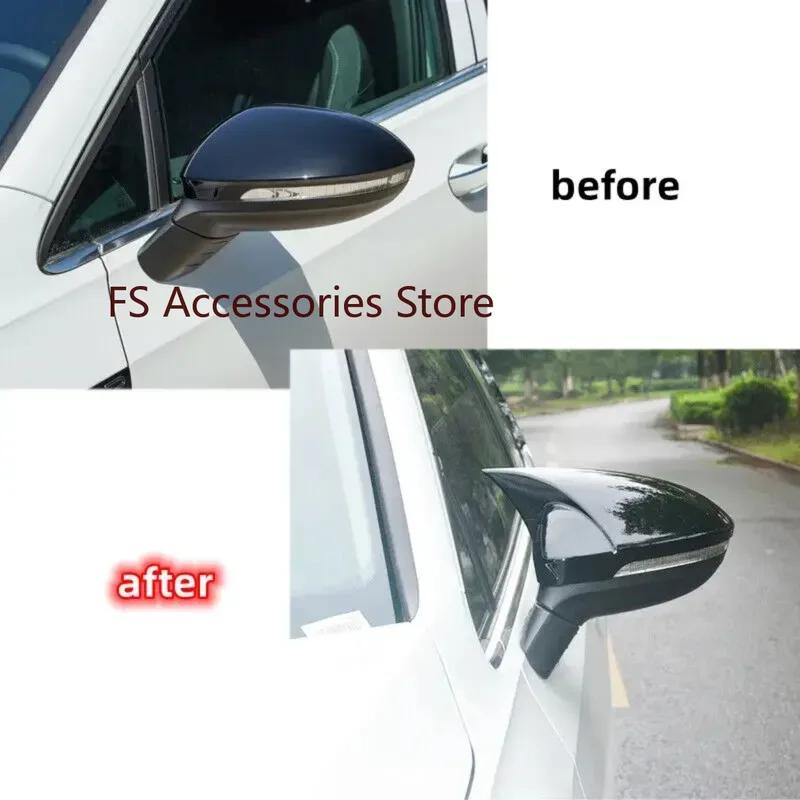 For Volkswagen Golf MK8 VIII 8 Pair Side Mirror Covers Caps 2020 2026 2026 For VW Glossy black wing Rearview With Lane Assist