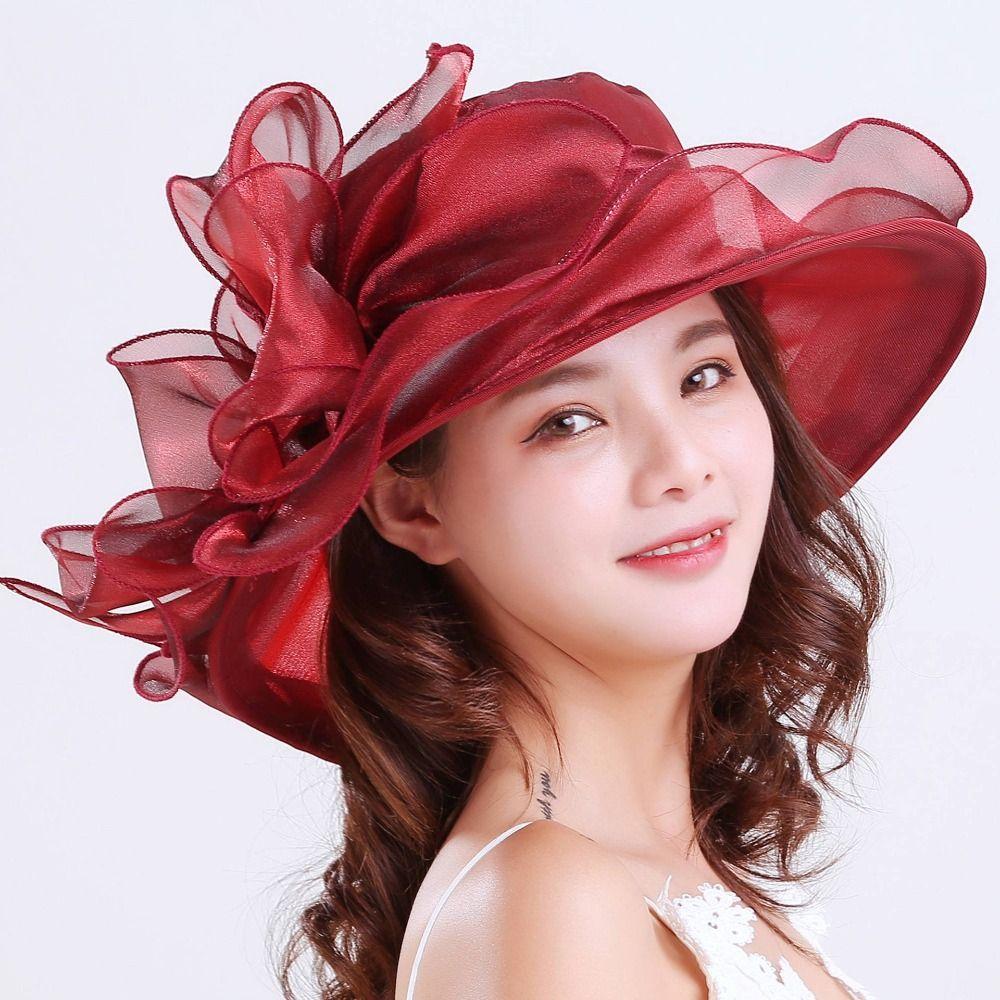 Travel Organza Mesh Hat Flower Beach Cap Elegant Bridal Wedding Hat  for Women