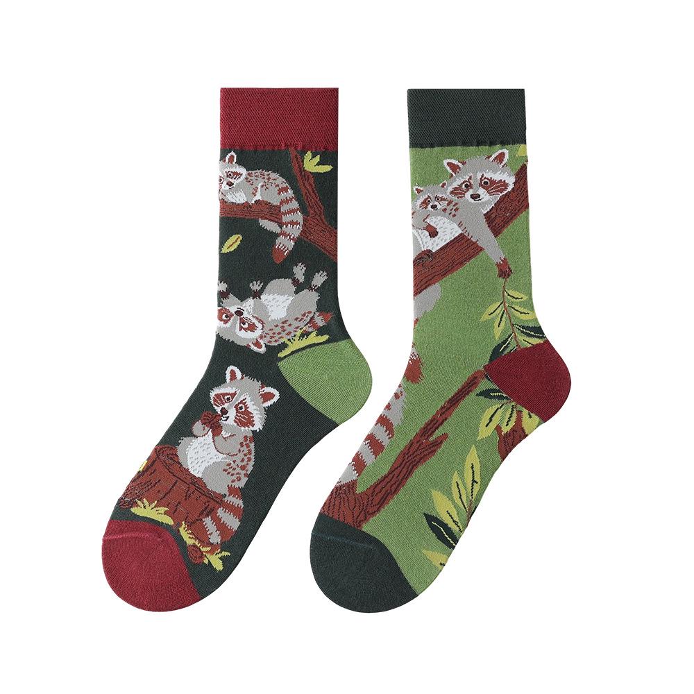 Original Asymmetrische Cartoon Hip Hop Baumwollsocken für Paare - Wadenhoch Mandarinenente Stil für Damen und Herren
