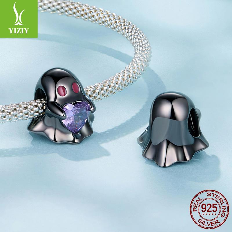 Funny Halloween Ghost Diy Beaded S925 Sterling Silver Niche Dark Wind Beads Loose Beads