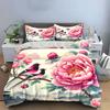 Elegant Floral And Bird Artwork Theme 3Pc Suitable For Home Decor Or Gift Pieces. Exquisite Three-Piece Bedding Set Gift