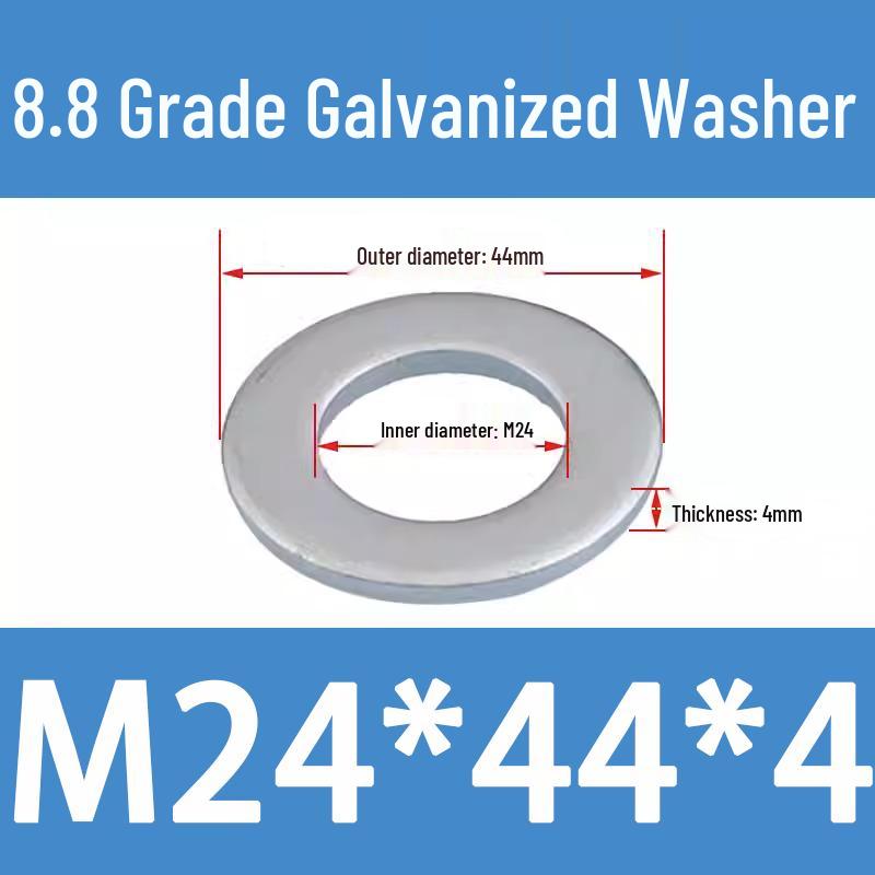 8.8 High-Strength Blackened Metal Flat Washer Spacer, Galvanized and Thickened, Sizes: M3-M12.