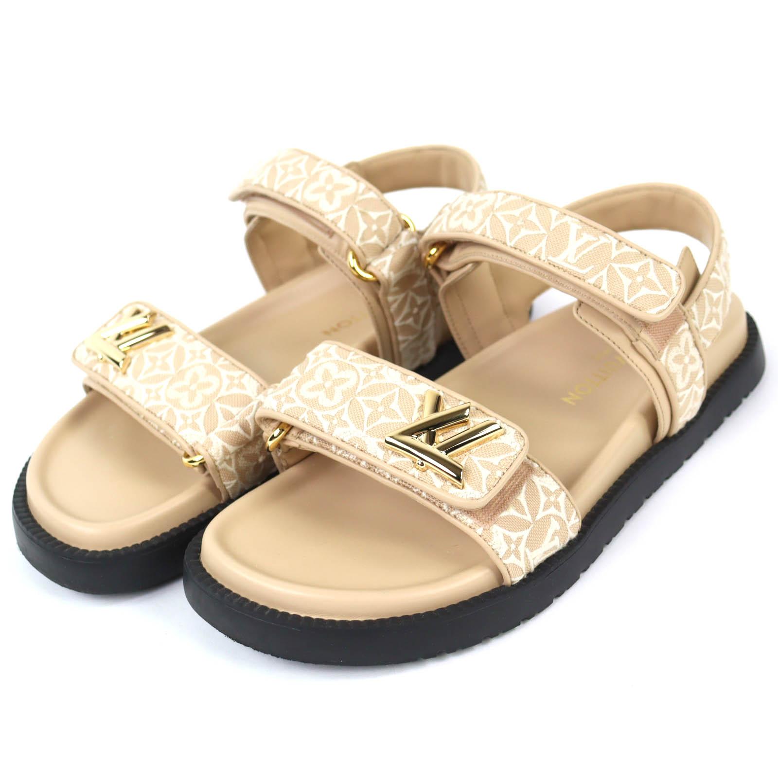 

Great LOUIS VUITTON Sandals LV Sunset Sandals beige Monogram Jaguar Women 1AHNL4 Used