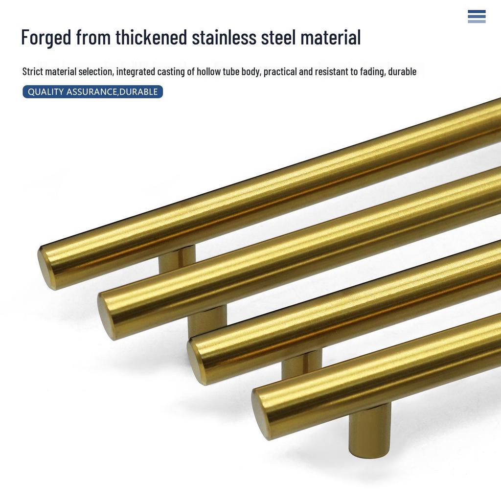 Gold T-Shaped Stainless Steel Hollow Handle for Wardrobe, Cabinet, and Drawer
