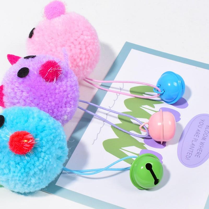Cat Toy Plush Mouse Cat Toys Interactive Self-hi Teaser Cats Toy with Bell Wool Ball Mouse Toys for Cats Scratching Pet Supplies