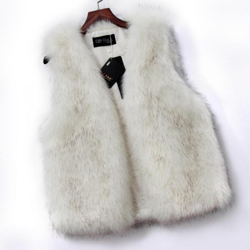 

Жилет из искусственного меха женский осенне-зимний жилет из искусственного лисьего меха плюшевый жилет топ без рукавов куртка XS белый