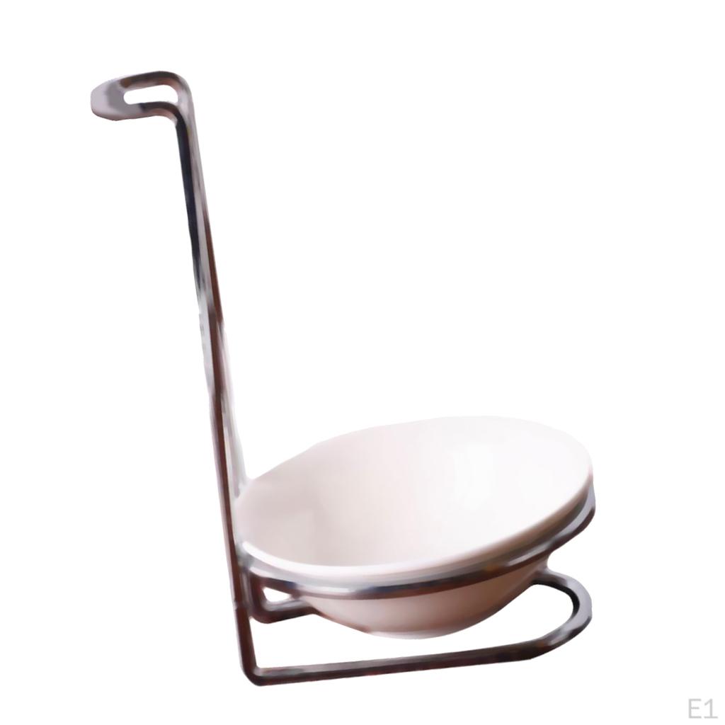 color ceramic Kitchen Ladle Spoon Rest Holder with Polished Stainless Steel Rack
