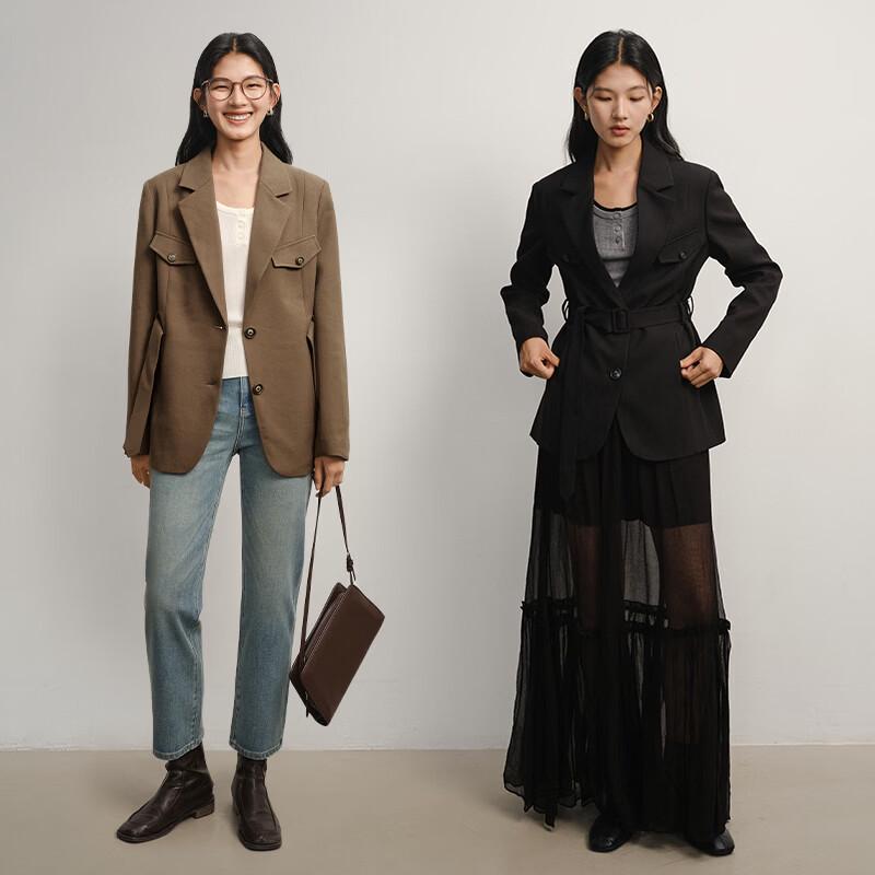 WHIteALLUSION Maillard Retro Belted Blazer L