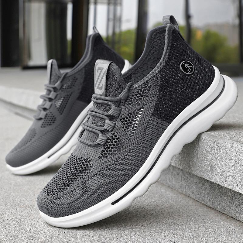 Men's shoes Sneakers Breathable and non-smelly feet Mesh shoes Soft sole Comfortable casual shoes Versatile running shoes Fashion fly-woven shoes