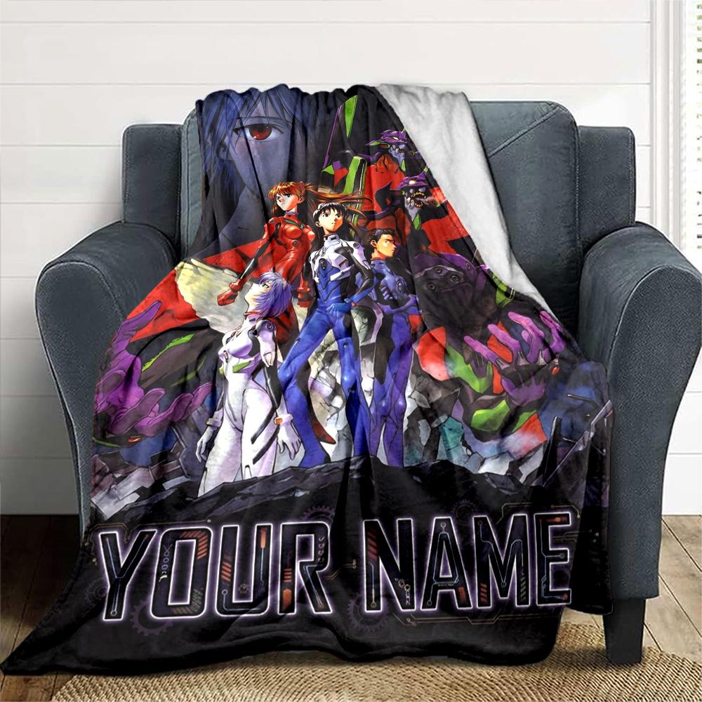 Name Custom Neon Genesis Print Flannel Blanket High Quality Warm Comfortable Cover for All Seasons Perfect for Gifts Home Decor