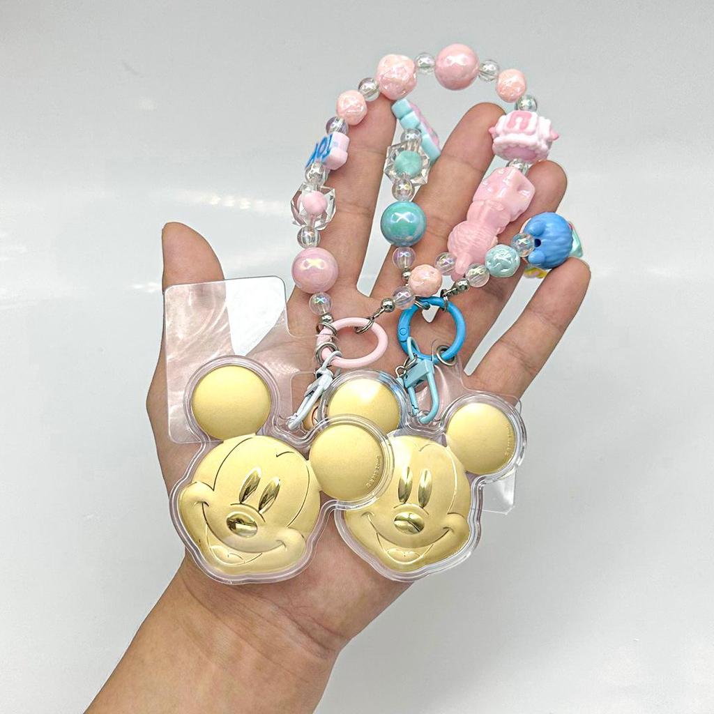 Mickey Mouse 999 Pure Gold Mobile Keychain Pendant - Cute Cartoon Souvenir Charm