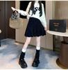 Women's High-Waisted Knitted Midi Skirt - Soft, Milky Color, Flaw-Hiding, A-Line Style for Autumn/Winter