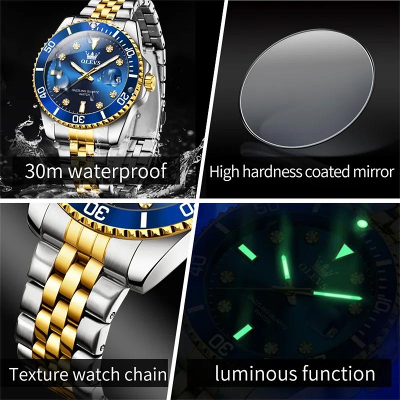 OLEVS Pánské hodinky Luxusní originální hodinky Quartz Trendy Módní Značka Automatic Date Vodotěsné pánské hodinky