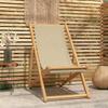 Beach Chair Beige Solid Teak Wood