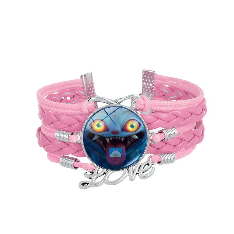 1Pc Demon Hunters KPOP Cartoon Time Gem Bracelet, Leather Braided Blue Multi Layer