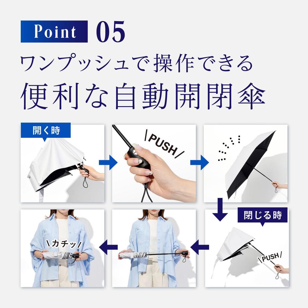 Folding Light Suitable for Sunny and Rainy Automatic Opening and Toray Summer Grade 1 Light Heat UV Lightweight Protects Against UV and 55cm Parasol,