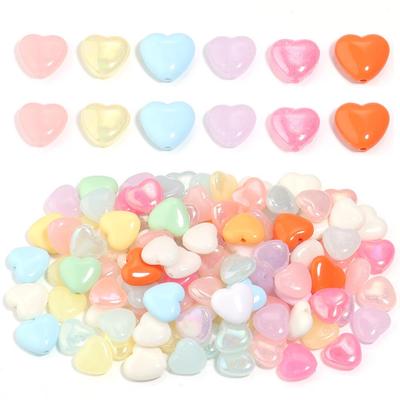 Cream Jelly Color Almond Acrylic Heart Beads for Handmade DIY Bracelets and Jewelry Accessories