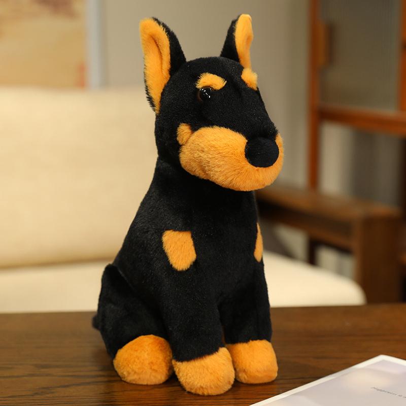 Simuliertes Plüsch-Dobermann-Spielzeug Simulation Hund Plüschtier Stofftier Lebensecht Dobermann Welpe Puppe Junge Mädchen Geburtstagsgeschenk 30cm