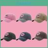 Summer Baseball Cap With Pink Heart Embroidery Vintage Washed Sun Hat
