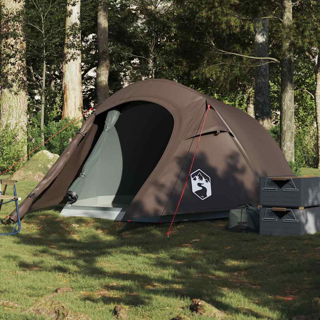 2 Person Tunnel Tent Brown Waterproof
